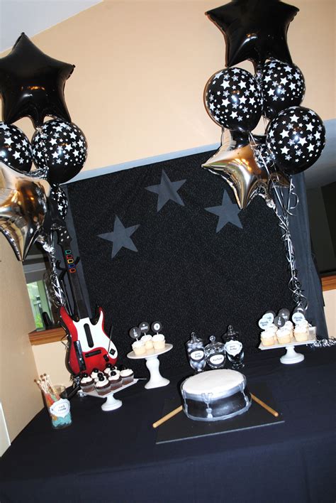 rock themed party decorations